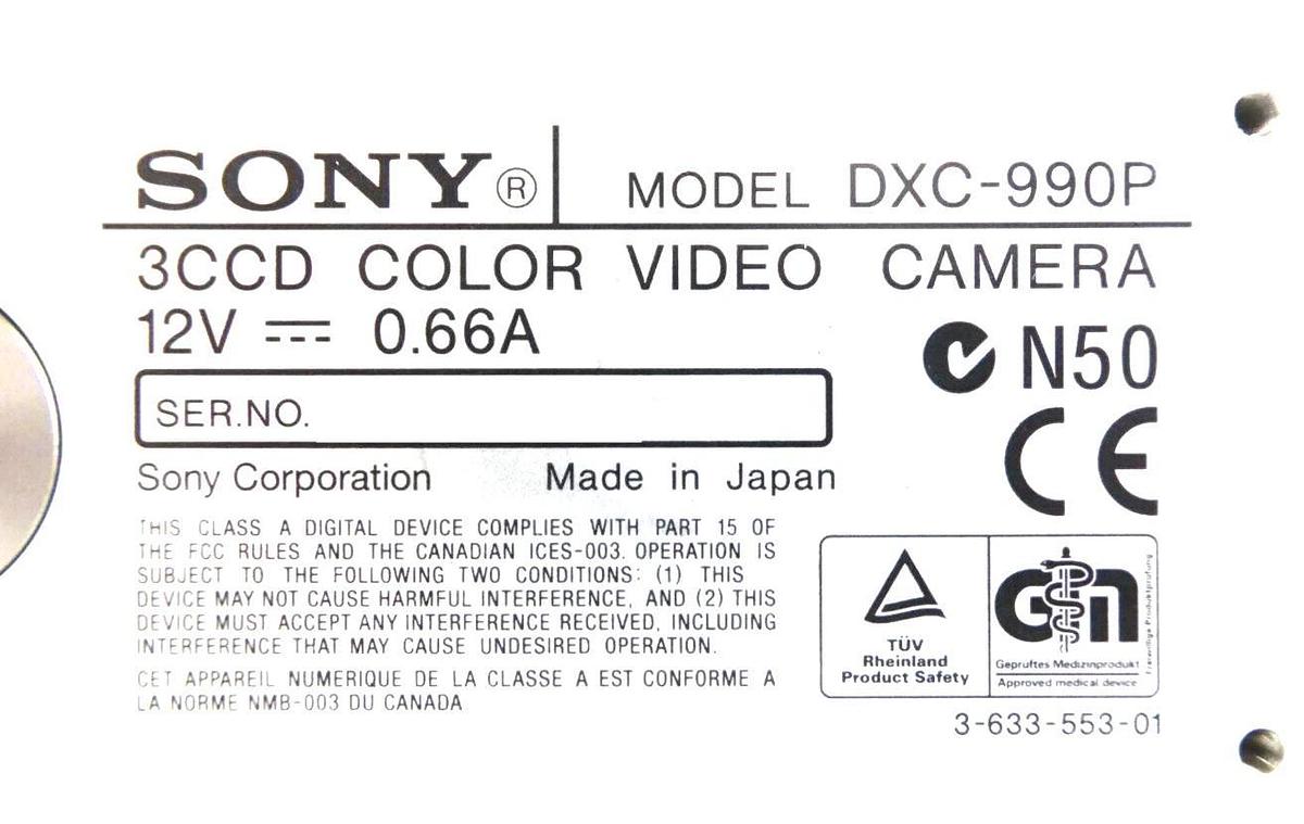 Used Sony DXC-990P 3CCD Camera Color ExwaveHAD DSP Inspection Working Surplus