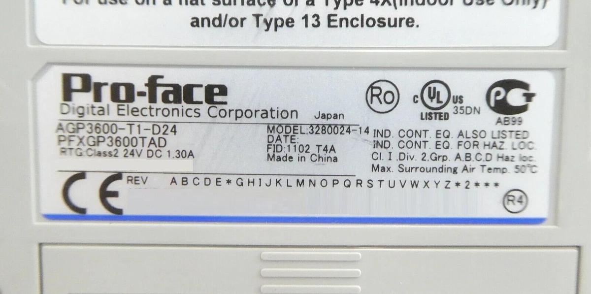 Used Digital AGP3600-T1-D24 Operator Interface Panel 3280024-14 Pro-Face Working