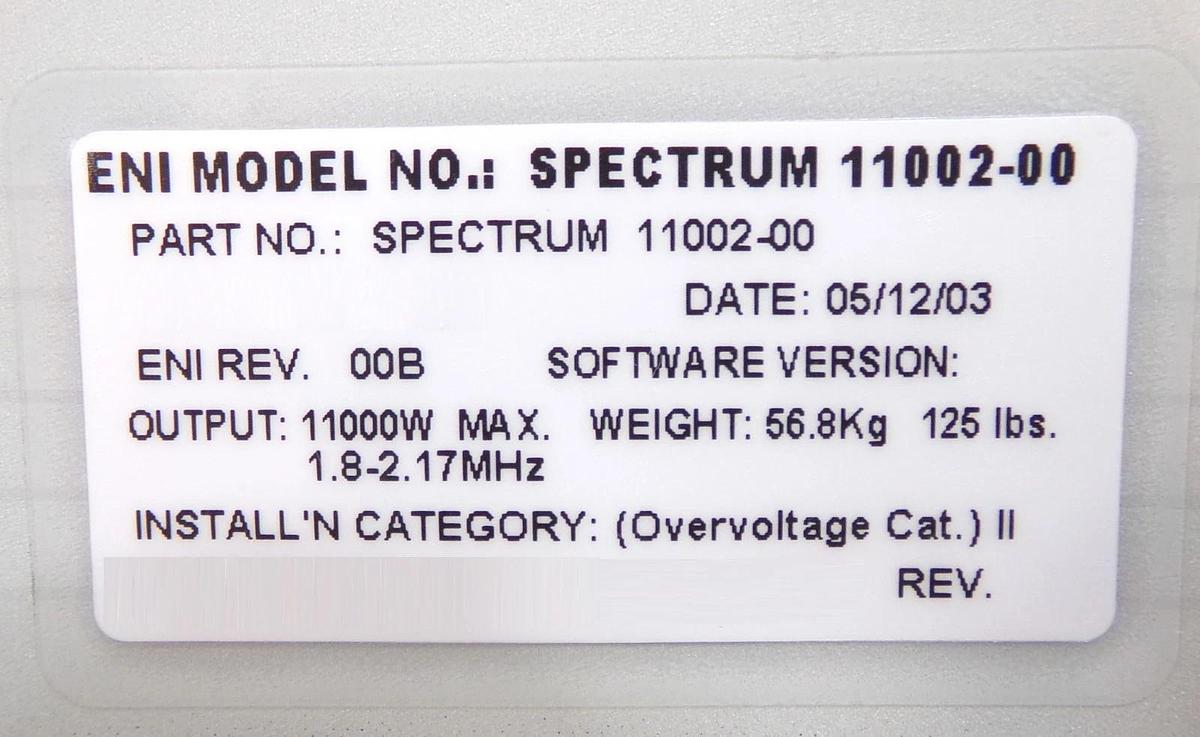 Used Spectrum MKS ENI Power Systems 11002-00 RF Generator 11kW @ 1.8-2.17MHz Dented