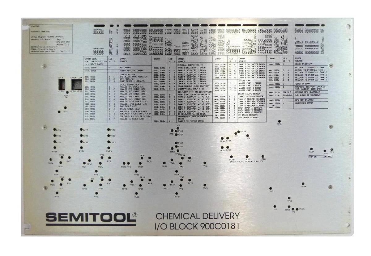 Used Semitool 900C0181 Chemical Delivery I/O Block Assembly Working Surplus