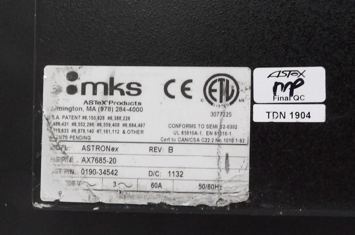 Used ASTRON ex MKS Instruments AX7685-20 RPS Plasma Source ASTeX 382 Hours Tested