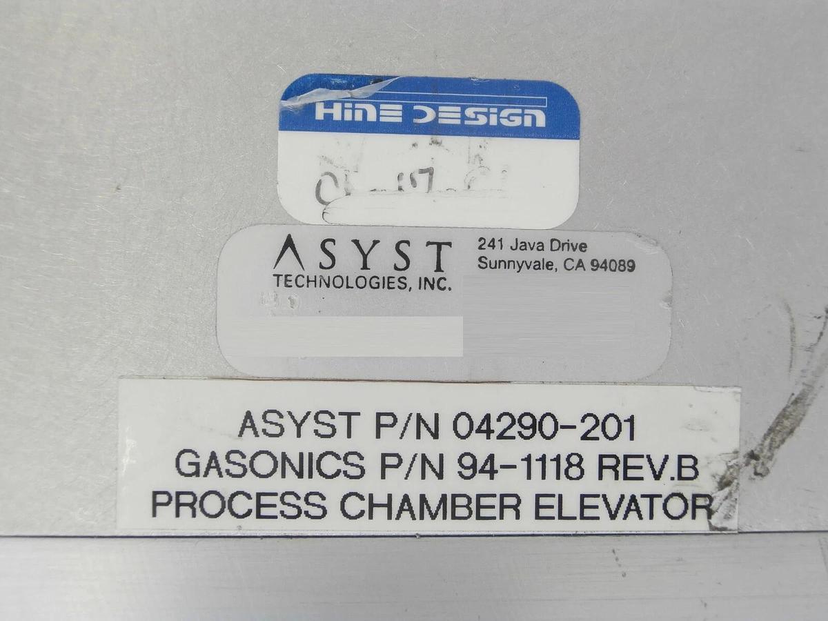 Used Hine Design 04290-201 Process Chamber Elevator GaSonics 94-1118 Asyst Surplus