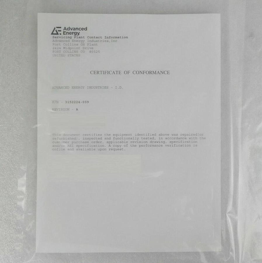 Refurbished MDX-2.5K AE Advanced Energy 3152224-039A Magnetron Drive Nordiko OEM Refurbished
