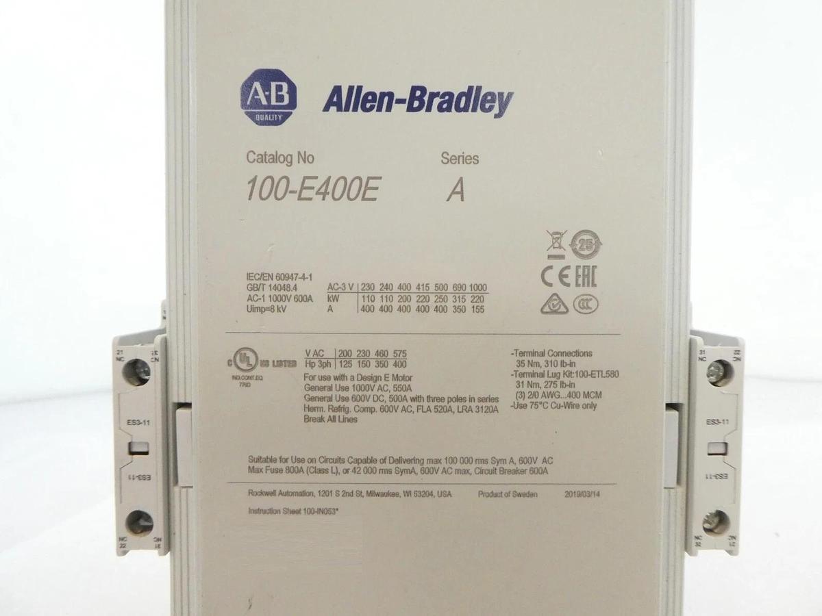 Used AB Allen-Bradley 100-E400E 3-Pole Contactor Series A 100-ES3-11 Working