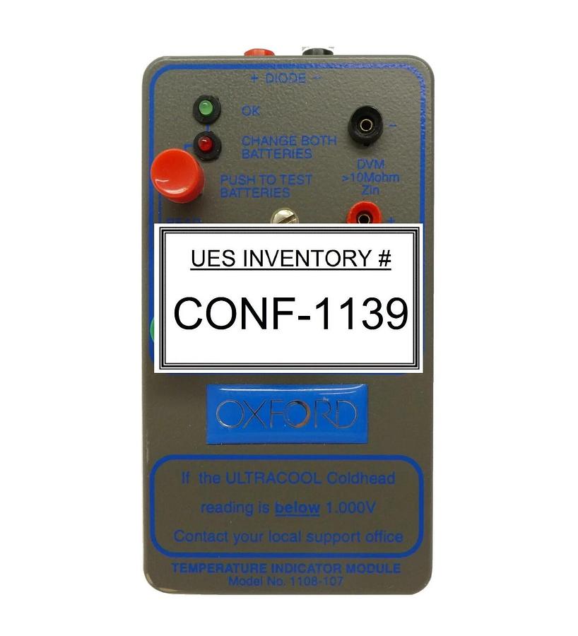 Used Oxford Instruments 1108-107 Temperature Indicator Module ULTRACOOL Vacuum Spare