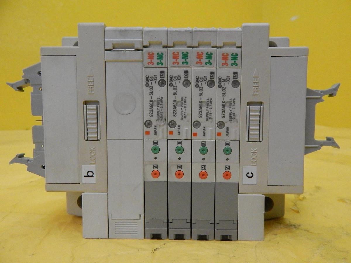 Used SMC 3D80-000054-V1 4-Port Pneumatic Manifold Lot of 3 SZ3A60K-5LOZ-C4-X31 Used
