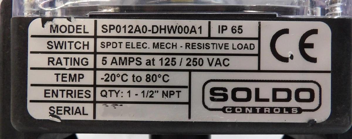 Used Soldo Controls S102616-132880-01XL Vacuum Pump Valve Working