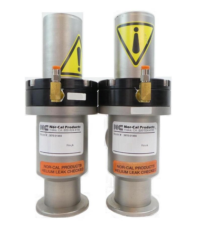 Used Nor-Cal Products 3870-01455 Pneumatic Angle Valve Reseller Lot of 2 AMAT Working