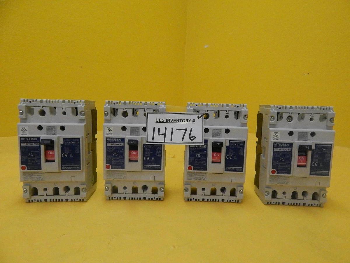 Used Mitsubishi NF100-CWU3 075 Circuit Breaker NF100-CWU Reseller Lot of 4 Used