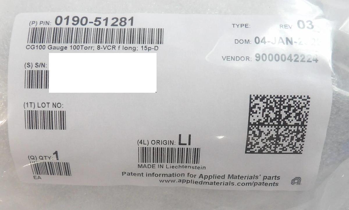 Used AMAT Applied Materials 0190-51281 Capacitance Gauge Inficon CG100 New Surplus