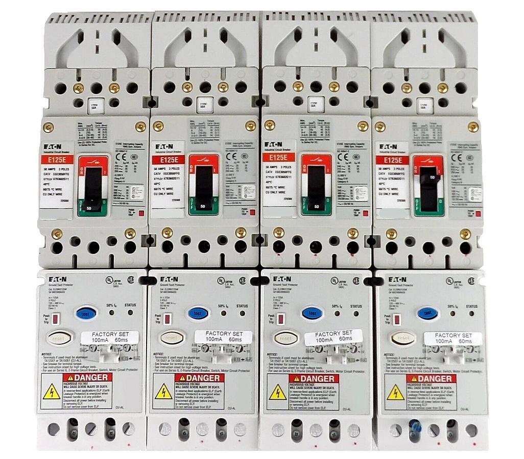 Used Eaton EGE3050FFG E125E 3-Pole Industrial Circuit Breaker Lot of 4 Working Spare