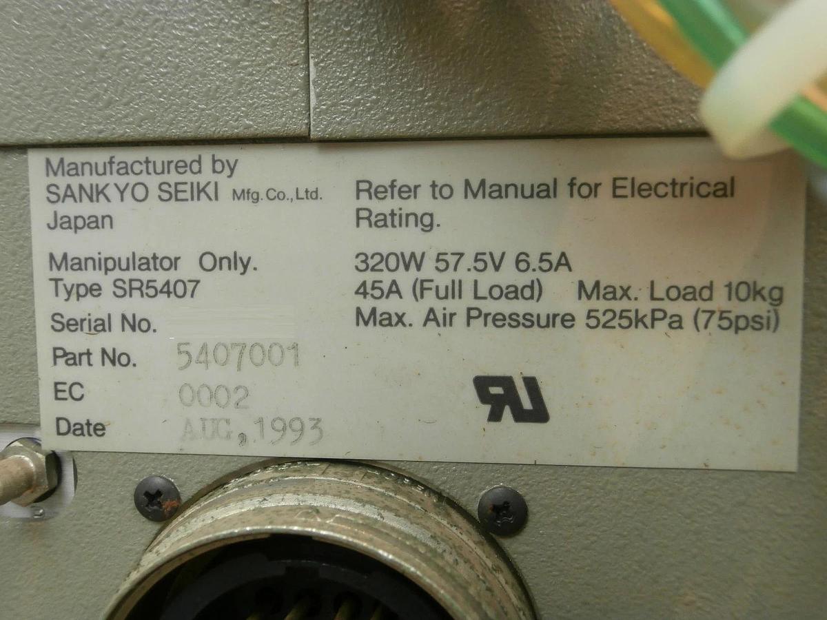 Used Sankyo Seiki 5407001 4-Axis Pick & Place Robot SR5407 SCARA ART Applied As-Is
