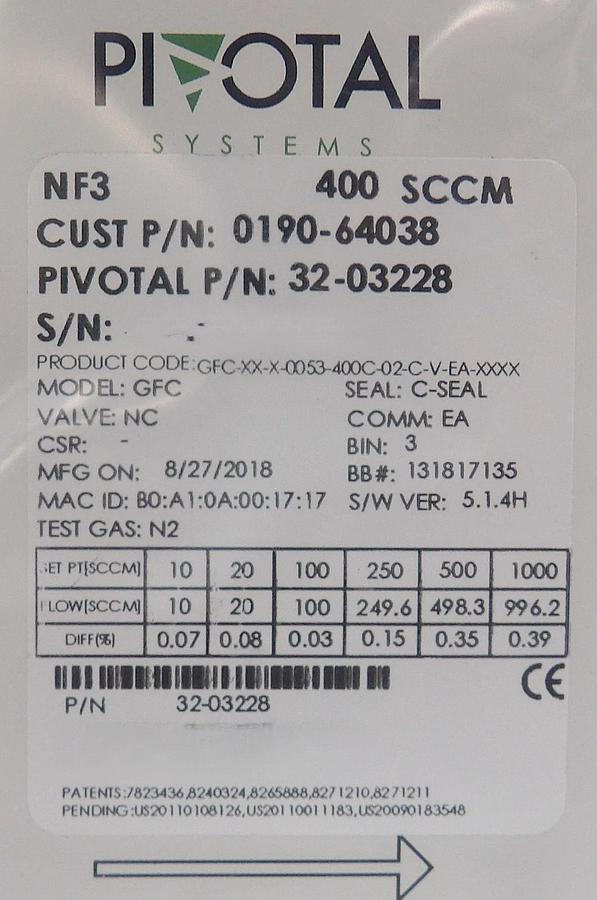 Pivotal Systems 32-03228 Mass Flow Controller MFC AMAT 0190-64038 Lot of 5 New