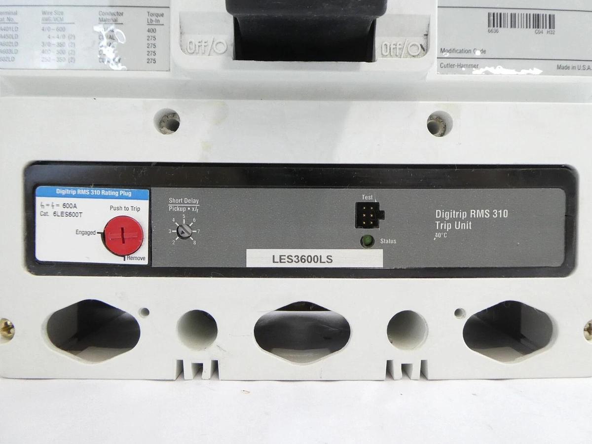 Used Eaton 83E9385 LDC 100k 600V 3-Pole Circuit Breaker LDC3600FK01P05Y17 Working