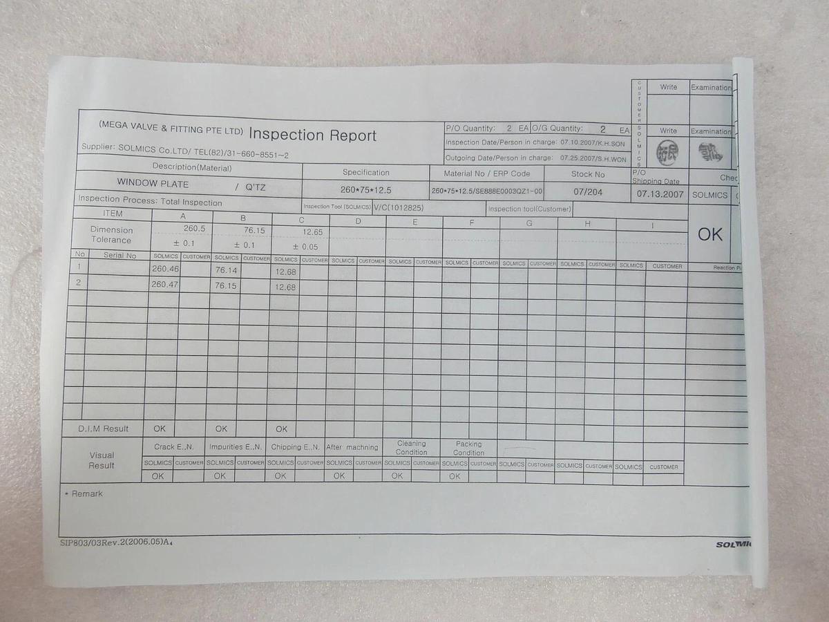 Novellus Systems 15-01143-00 Quartz Window Plate Viewport Reseller Lot of 2 New