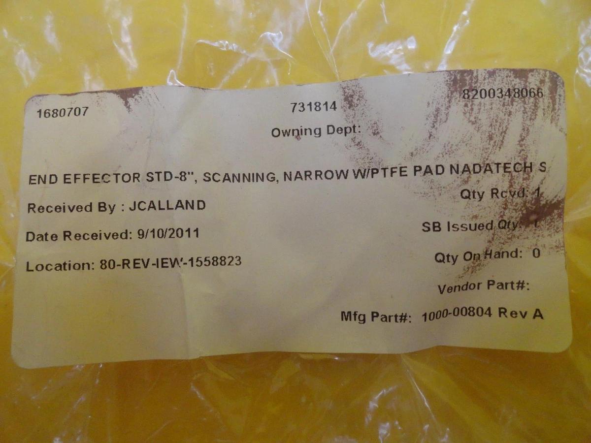 Used Nadatech 1000-00804 End Effector STD-8" Narrow Scanning w/PTFE Pad Used