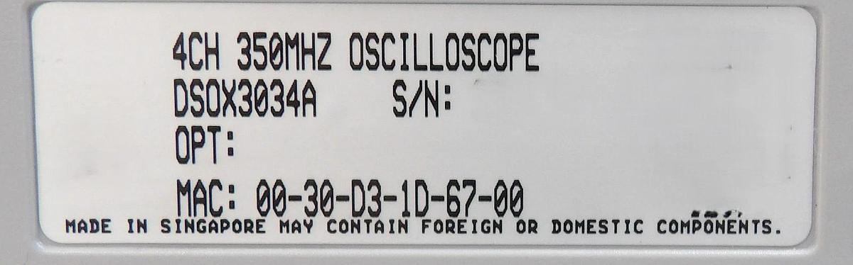 Used Agilent DSO-X 3034A 350 MHz Digital Storage Oscilloscope InfiniiVision Surplus