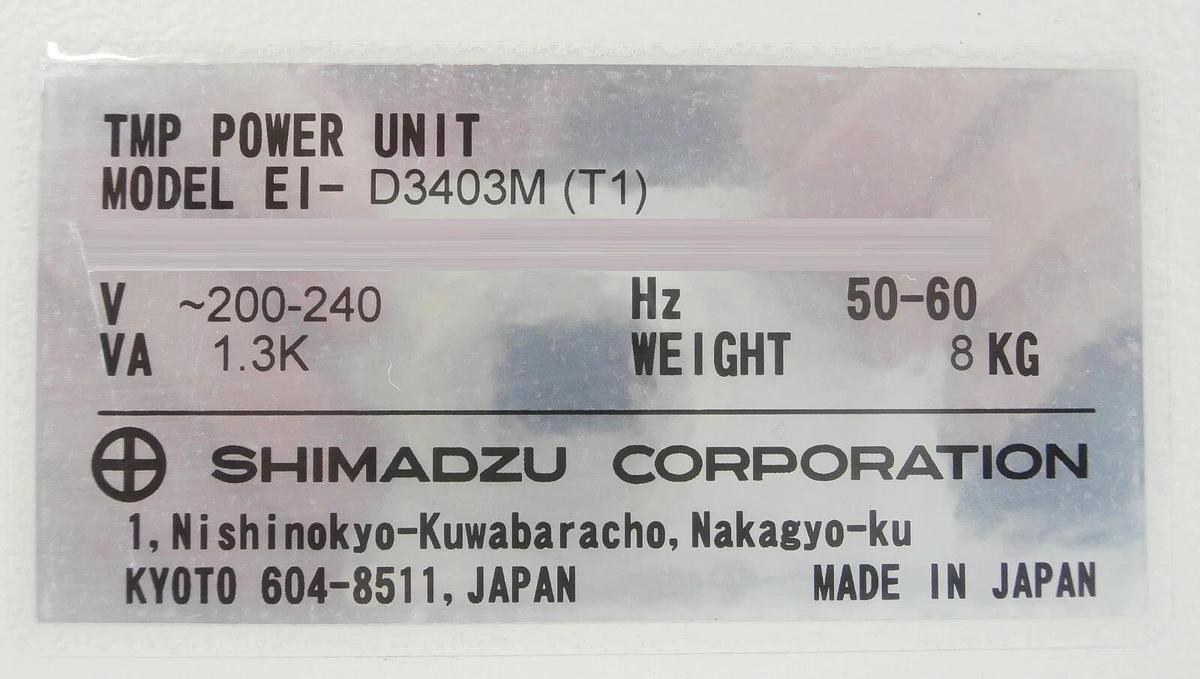 Used Shimadzu EI-D3403M (T1) Turbomolecular Pump Controller Turbo Tested Working