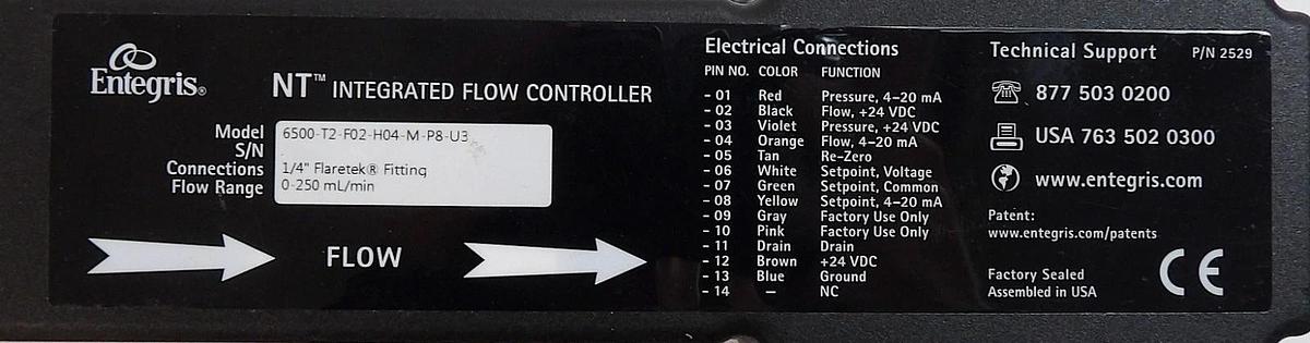 Used Entegris 6500-T2-F02-H04-M-P8-U3 NT Integrated Flow Controller Lot of 2 Surplus