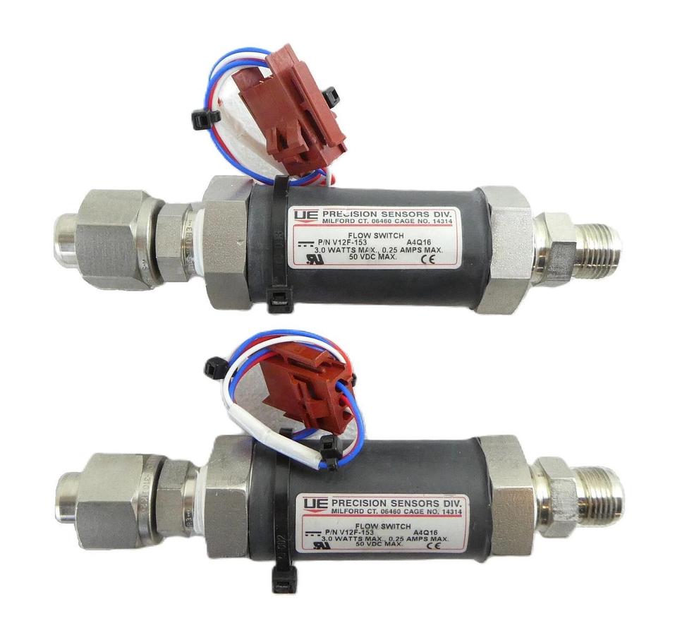 Used UE Precision Sensors V12F-153 Flow Switch Valve Reseller Lot of 2 Working