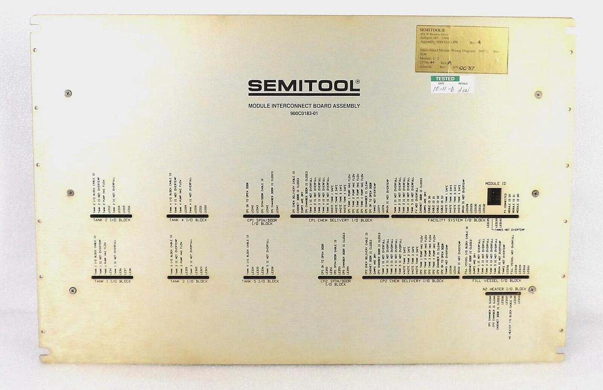 Used Semitool 900C0183-01 Module Interconnect Board Assembly PCB Working Spare