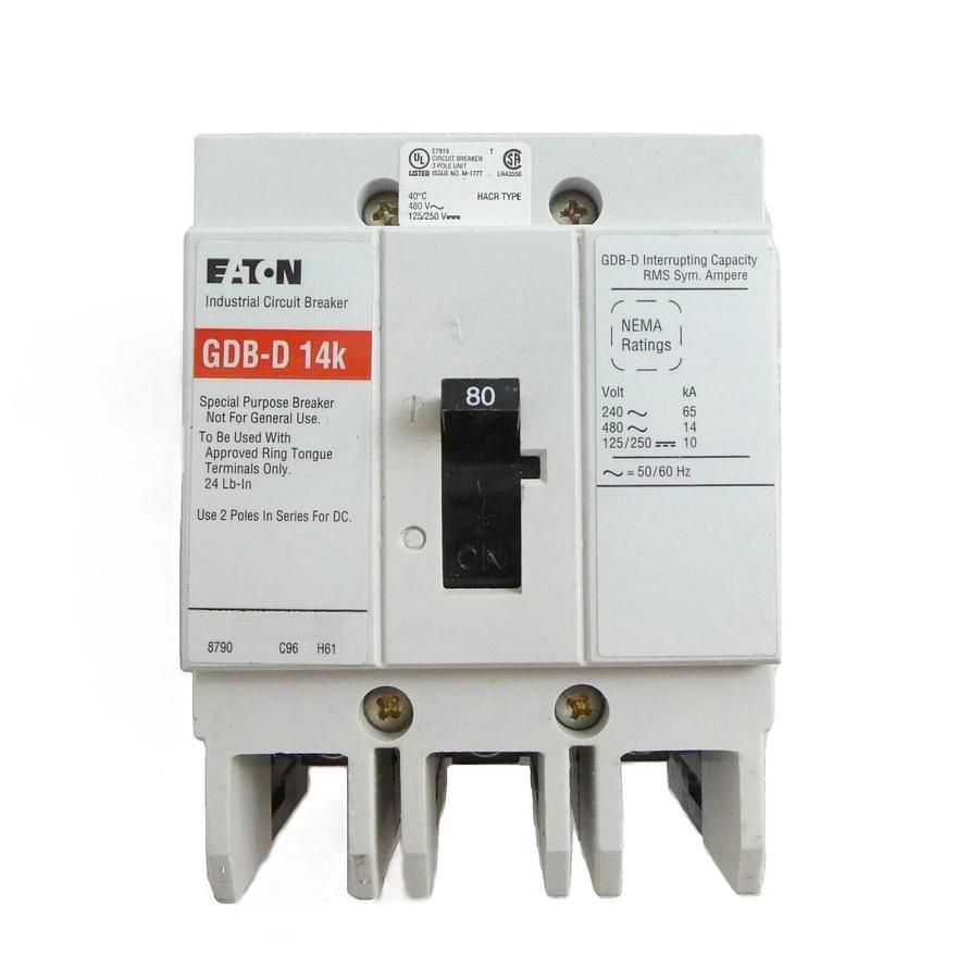 Eaton GDB3080D Industrial Circuit Breaker GDB-D 14k Reseller Lot of 2 New Spare