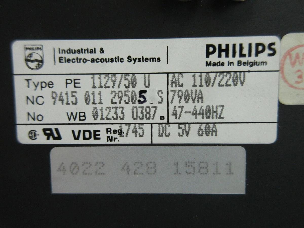 Used Philips 9415 011 29505 S Power Supply PCB Card PE 1129/50 U ASML PAS Used
