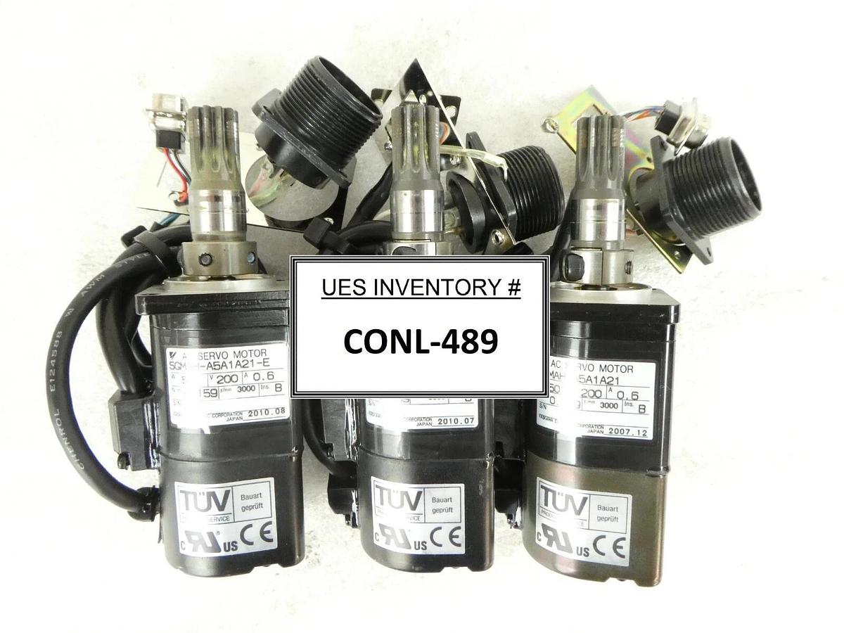 Used Yaskawa Electric SGMAH-A5A1A21-E AC Servo Motor Reseller Lot of 3 Working Spare