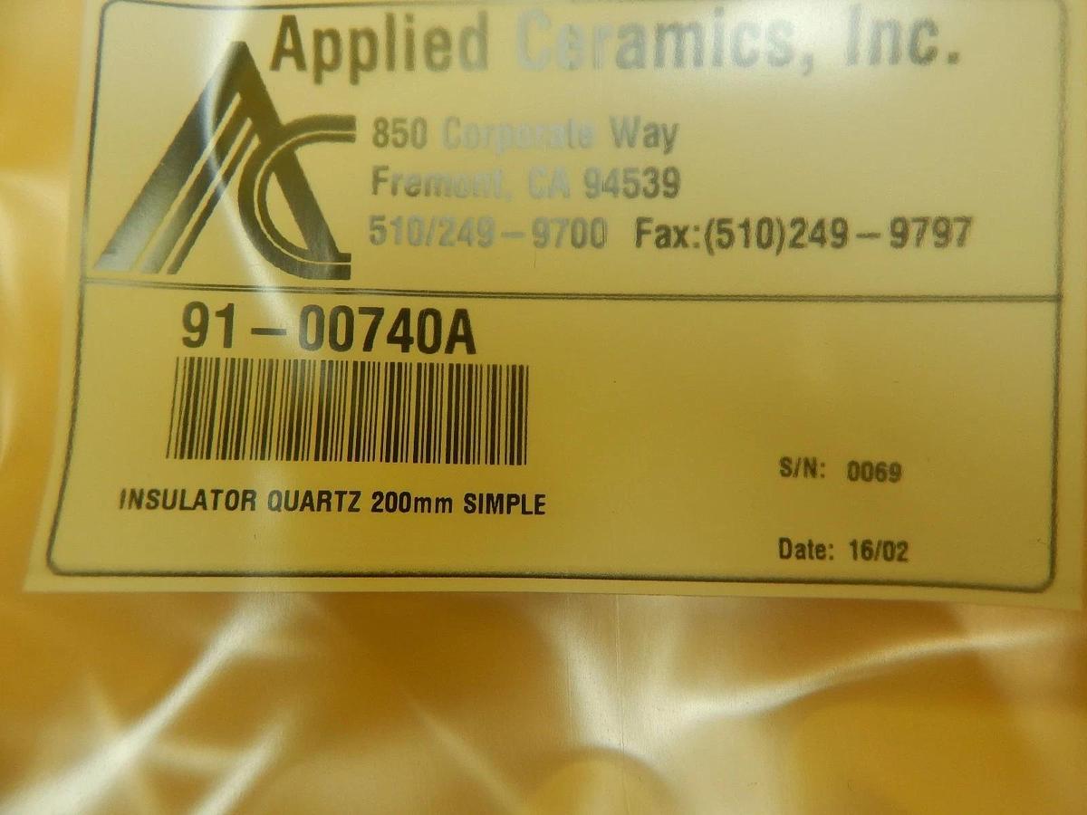 Applied Ceramics 91-00740A 200mm Quartz Insulator Simple Working