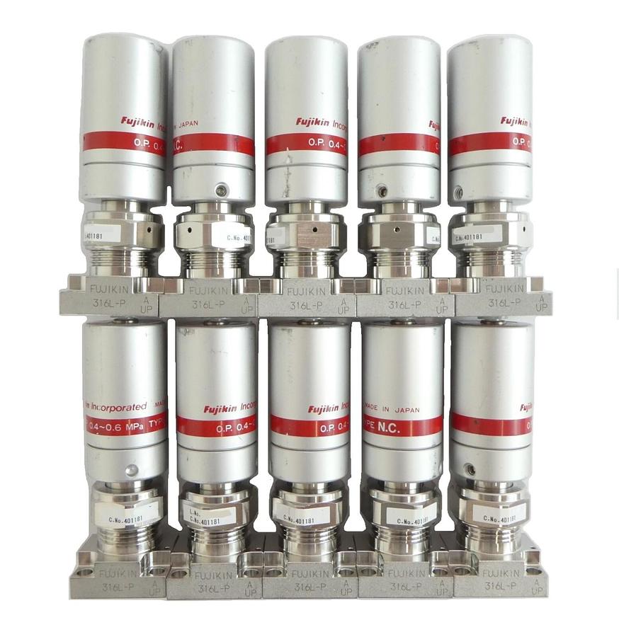 Used Fujikin 401181 Pneumatic Diaphragm Valve Reseller Lot of 10 Working Surplus