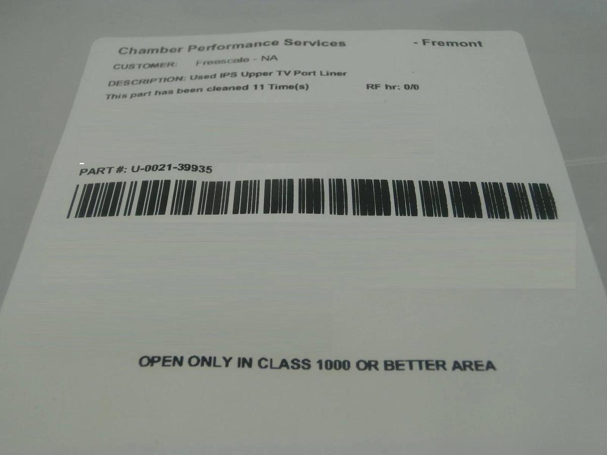Used AMAT Applied Materials 0021-39935 IPS Upper TV Port Liner Refurbished