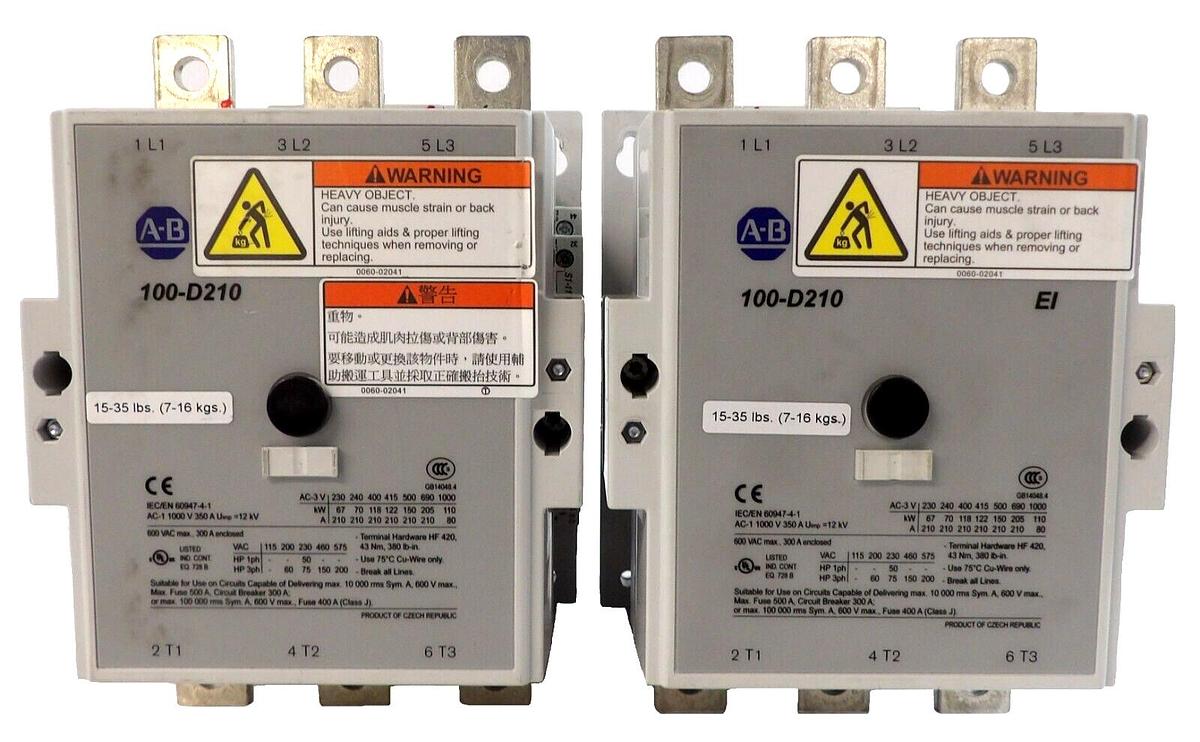 Used AB Allen-Bradley 100-D210 Industrial Contactor 100-D 208-277V Lot of 2 Working