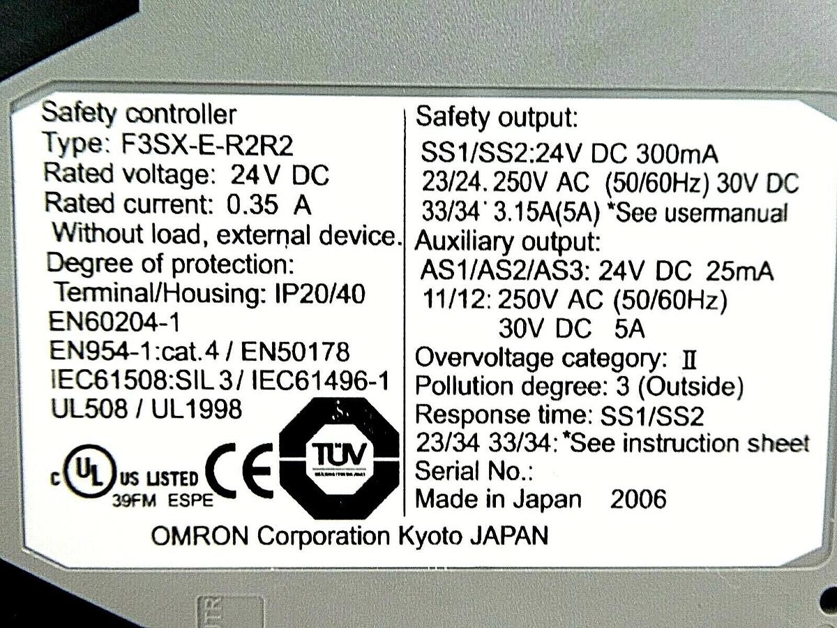 Used Omron FSX3-E Safety Controller FSX3-E-RRR FSX3-E-R2R2 Lot of 2 TEL Trias Working