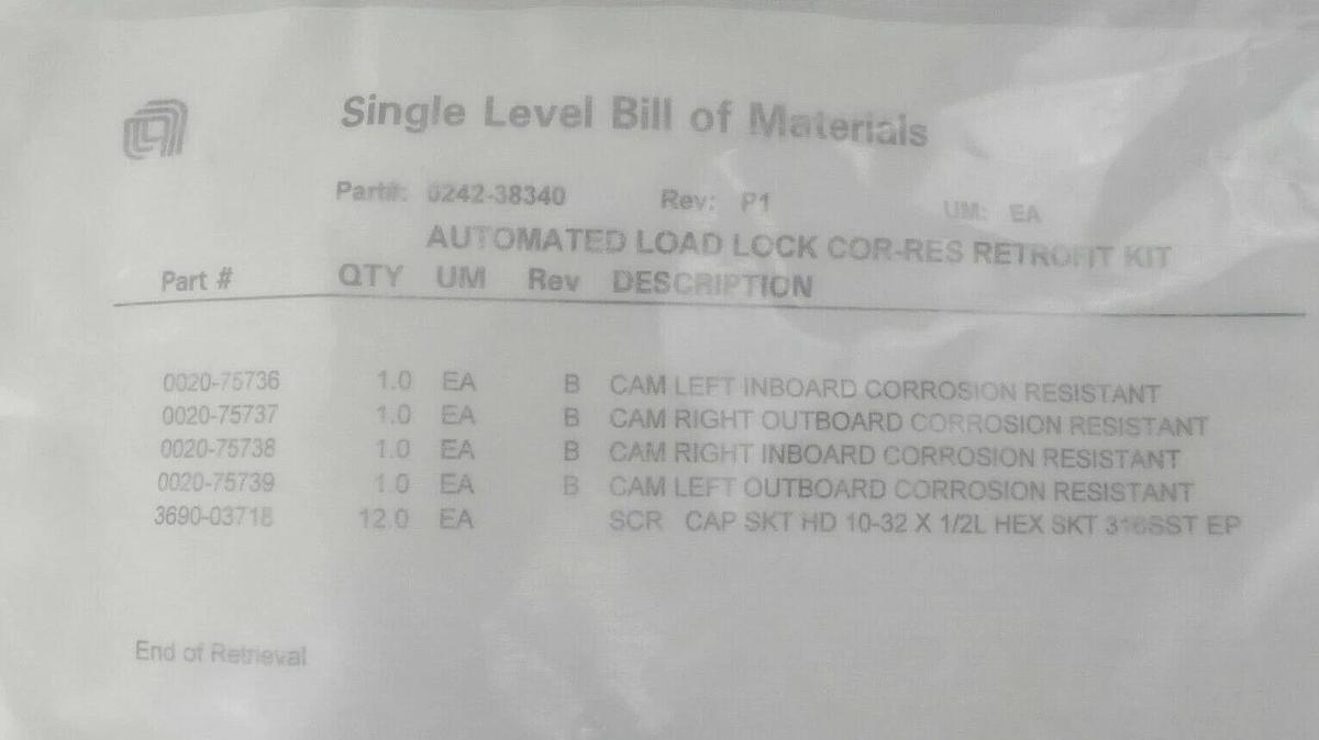 AMAT Applied Materials 0242-38340 Automated Load Lock Retrofit Kit New Surplus