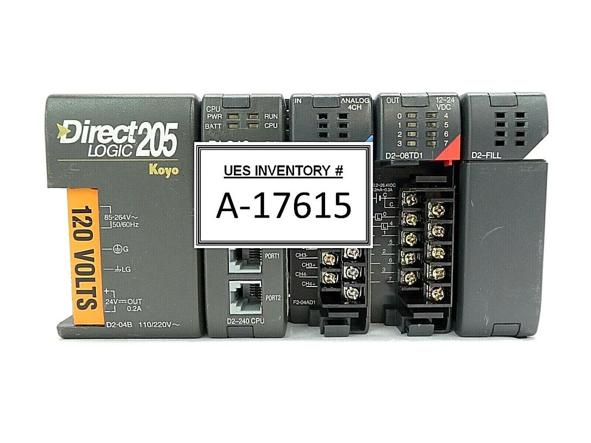 Used Automation Direct D2-04B 5-Slot PLC Controller DirectLOGIC 205 Koyo Working
