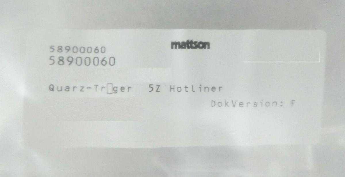 Mattson Technology 58900060 Quartz Wafer Tray Liner Plate 5Z Hotliner New Spare