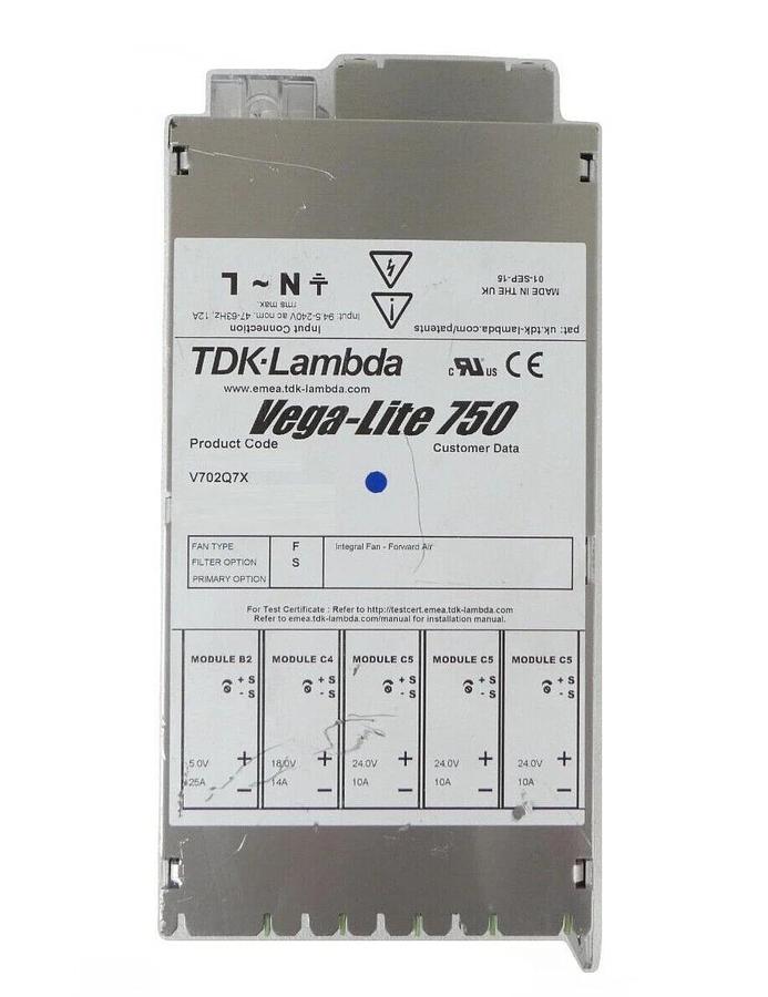 Used TDK-Lambda V702Q7X Power Supply Vega-Lite 750 Sciex 1010587 Working Surplus