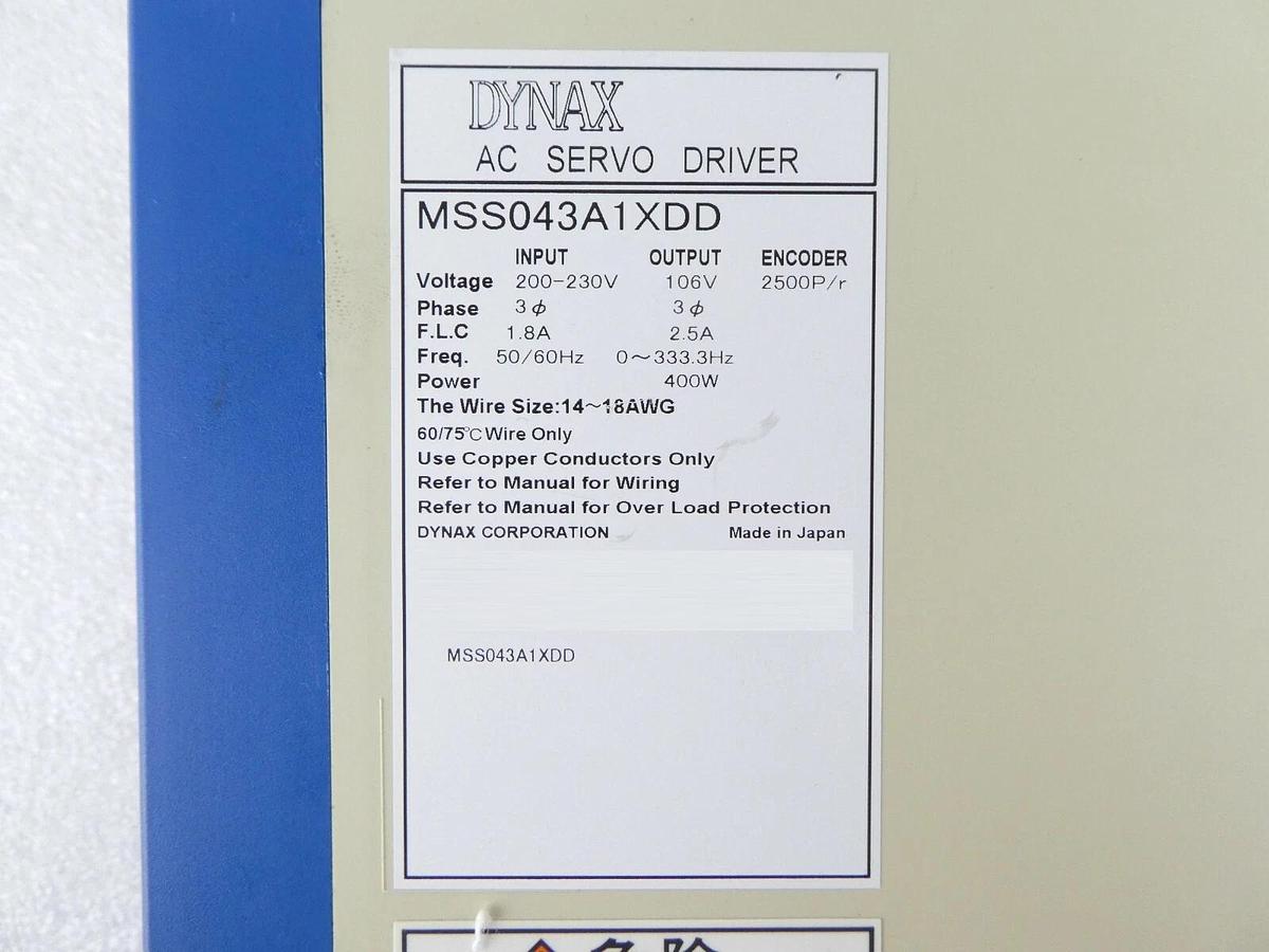 Used Dynax MSS043A1XDD AC Servo Driver TEL Tokyo Electron Working Surplus