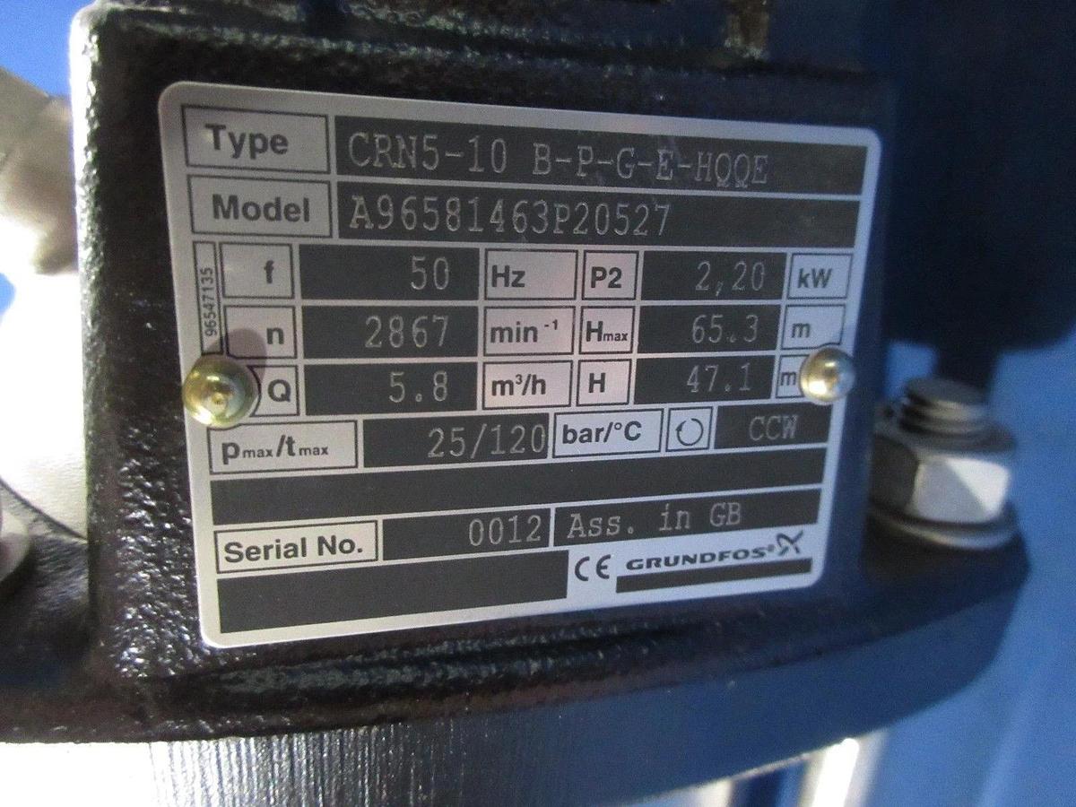 Used Grundfos CRN5-10 B-P-G-E-HQQE Pump A96581463P20527 AMAT Quantum X Used Working