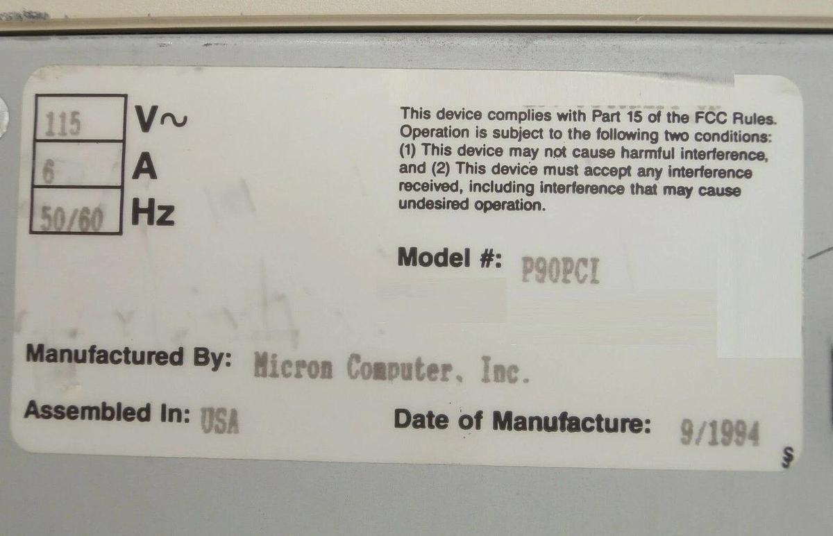 Used Micron P90PCI Operator Interface Computer PC Plasma-Therm SLR 770/770MF Spare