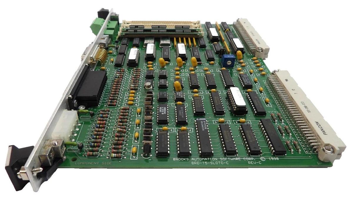 Used Brooks Automation BRD-T5-SLOTO-C VME Controller PCB Assembly Working Surplus