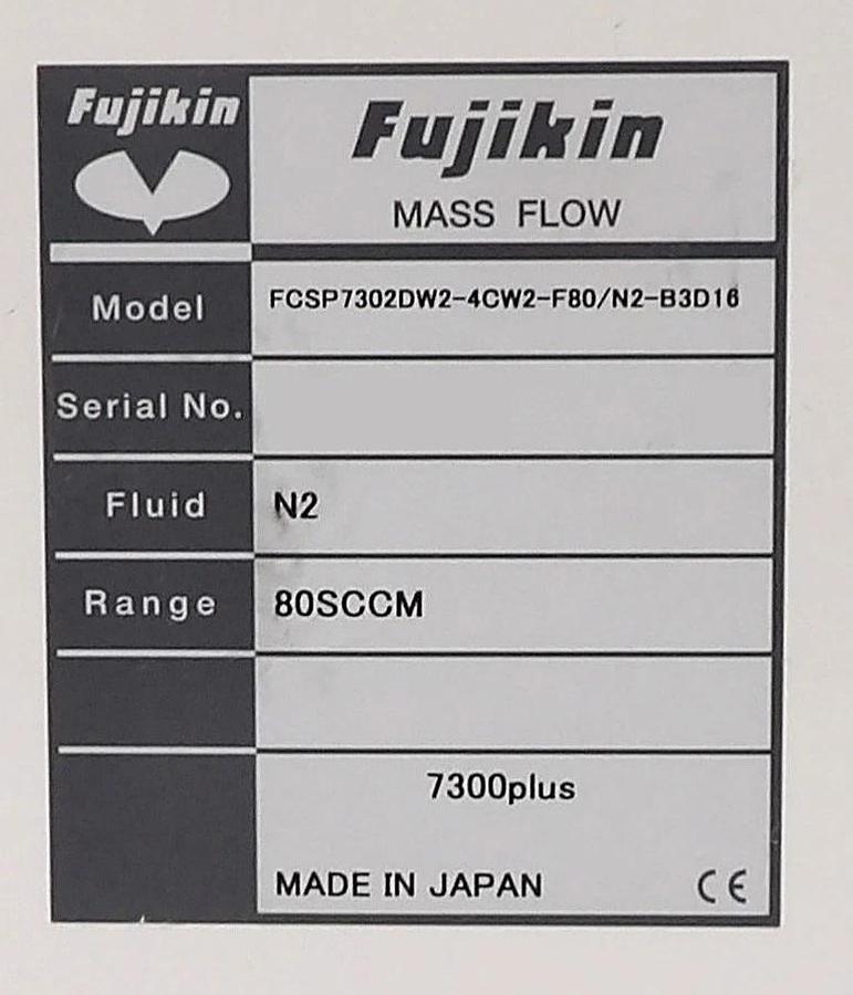 Used Fujikin FCSP7302DW2-4CW2-F80/N2-B3D16 Mass Flow Controller MFC Lot of 4 Surplus