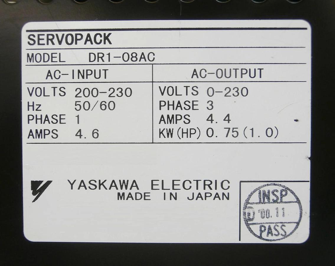 Used Yaskawa DR1-08AC N00A Servo Drive SERVOPACK with Circuit Breaker TEL Working