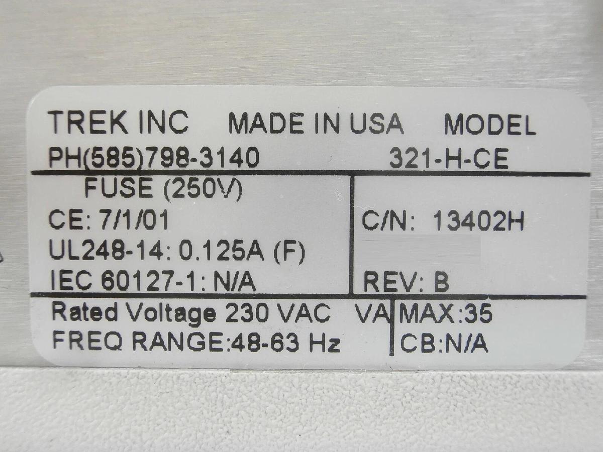 Used Trek 321-H-CE Electrostatic Voltmeter Model 321 13402H Working Surplus
