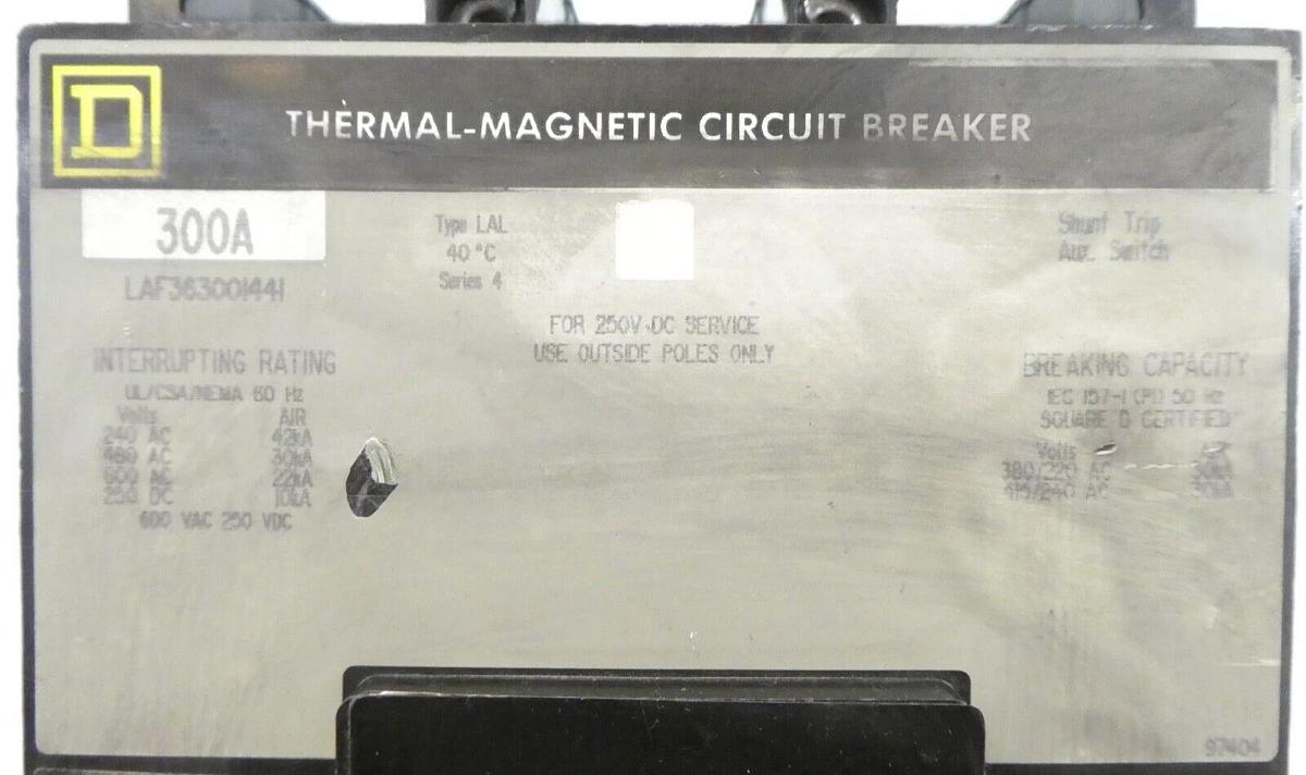 Used Square D LAF363001441 Circuit Breaker 300A LAII042 LAII212 Working Surplus