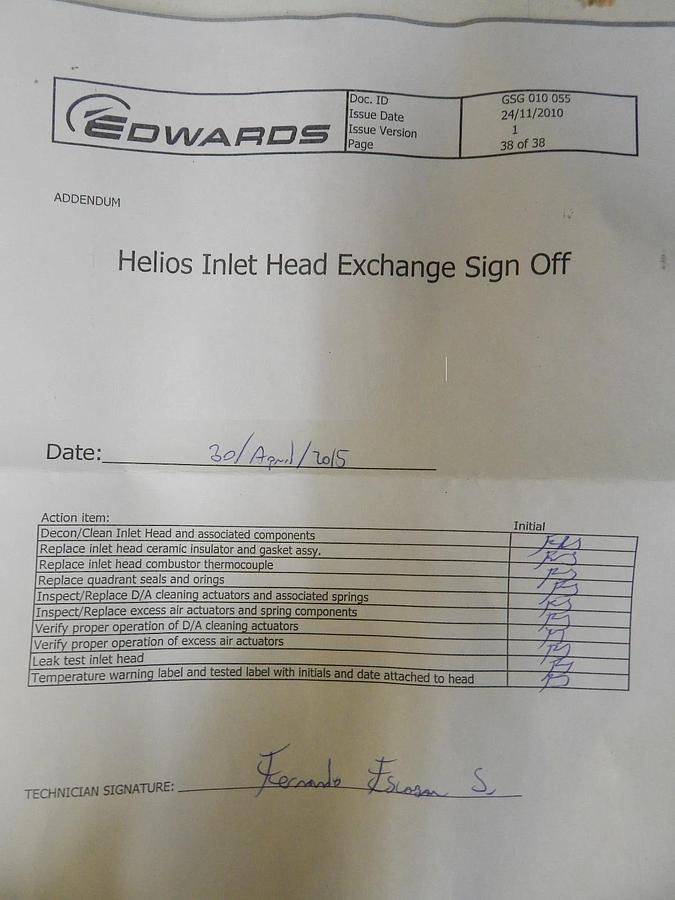 Refurbished Edwards Y12201000 Helios Head Assembly Combustion Chamber Factory Refurbished