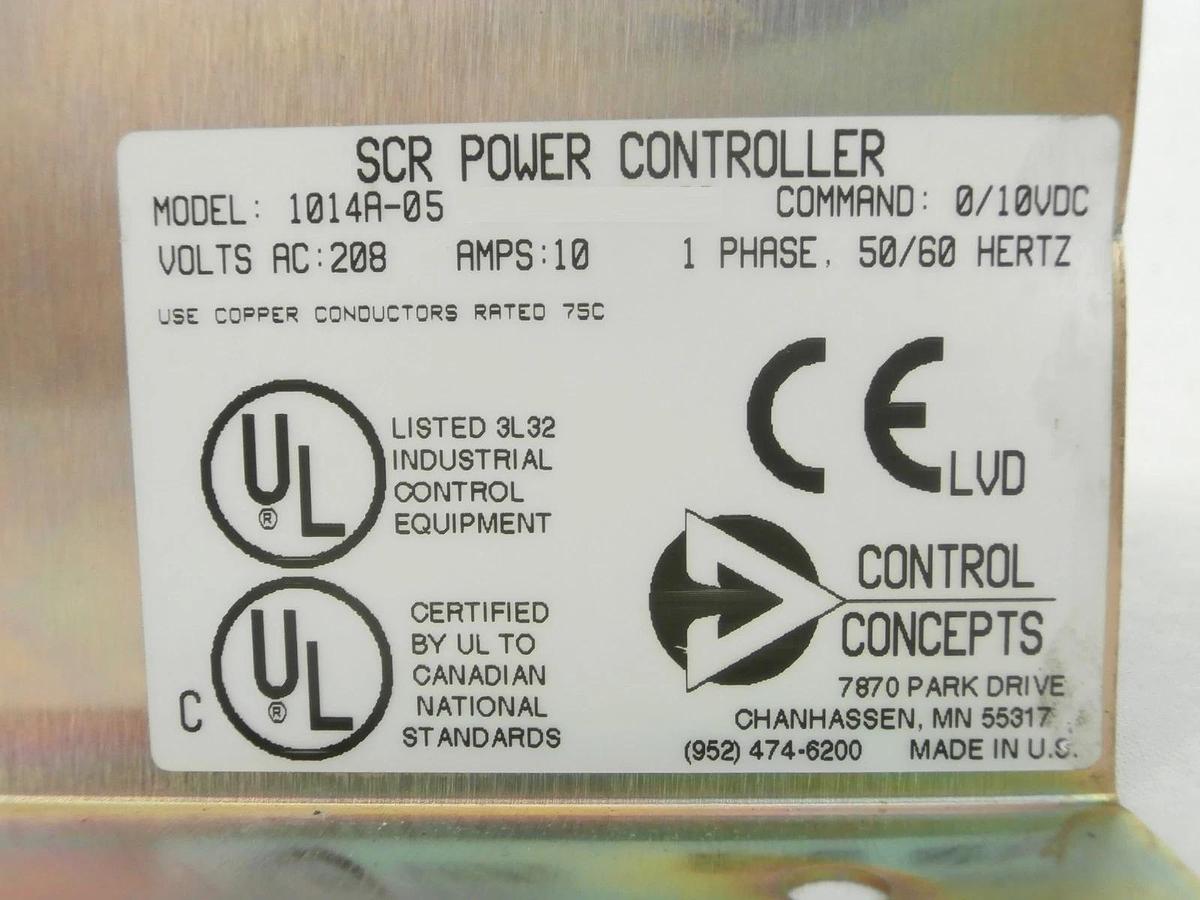 Used Control Concepts 1014R-05 SCR Power Controller with Cable Set Working Surplus