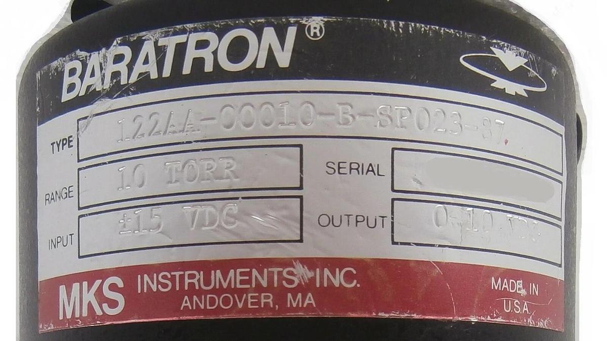 Used MKS Instruments 122AA-00010-B-SP023-87 Baratron Transducer Chip Tested Working