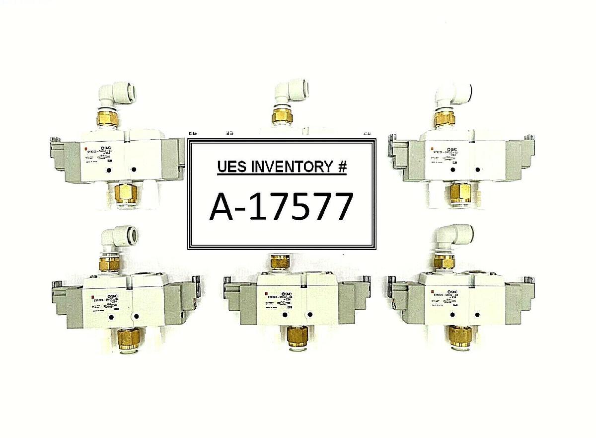 Used SMC SY9220-5MOZ-03-X34 Solenoid Valve SY9000 Lot of 6 Working Surplus