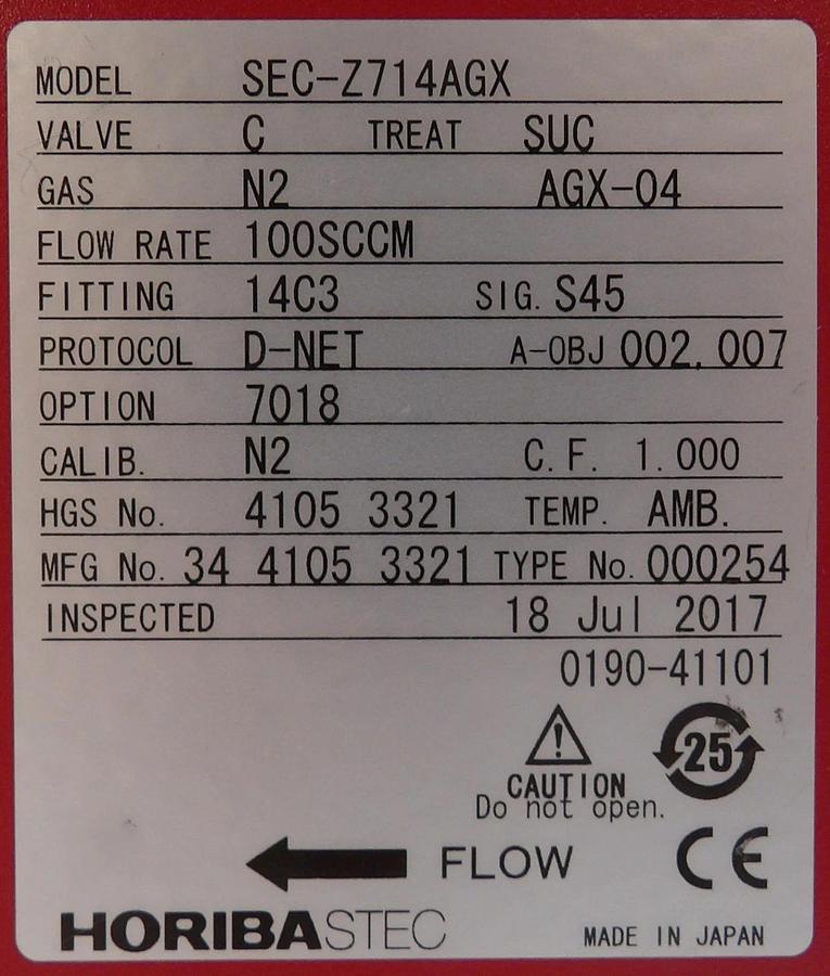 Used Horiba STEC SEC-Z714AGX Mass Flow Controller MFC Z700 Lot of 10 Working Spare